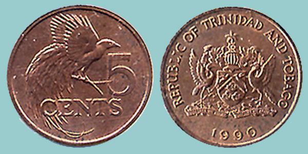 Trinidad & Tobago 5 Cents 1990