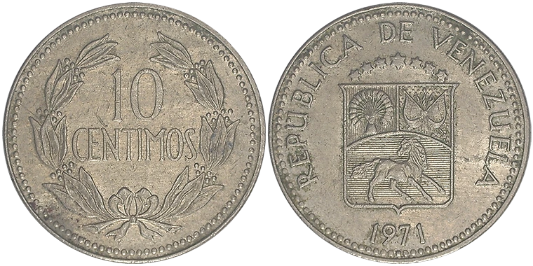 Venezuela 10 Centimos 1971