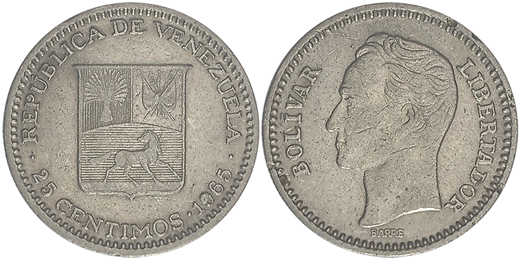 Venezuela 25 Centimos 1965