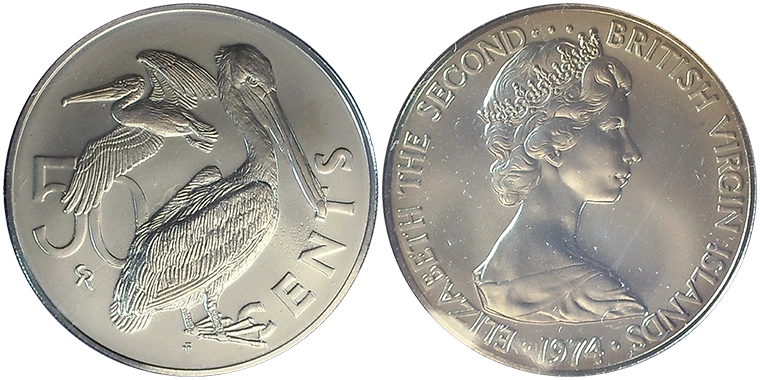 Isole Vergini Britanniche 50 Cents 1974