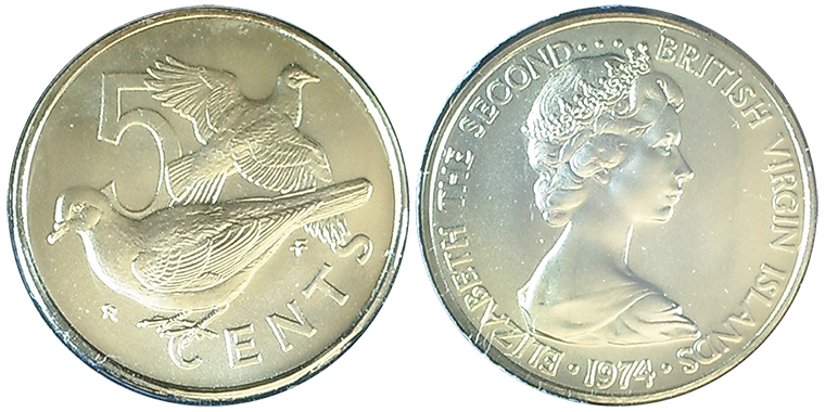 Isole Vergini Britanniche 5 Cents 1974