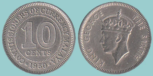 Malaya 10 Cents 1950