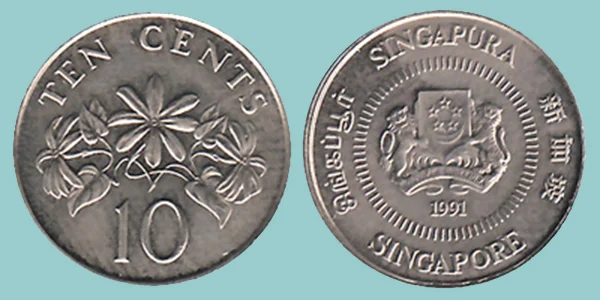 Singapore 10 Cents 1991