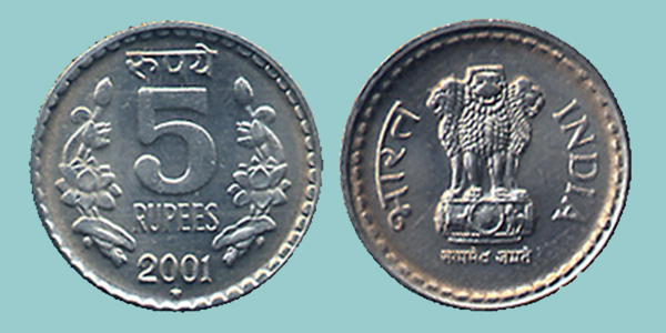 India 5 Rupees 2001