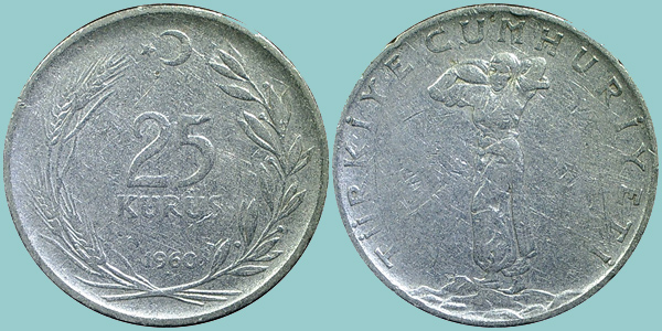 Turchia 25 Kurus 1960