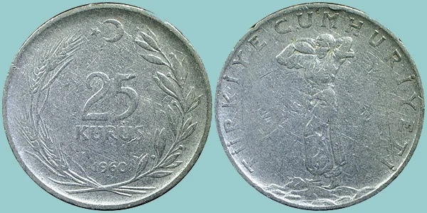 Turchia 25 Kurus 1960