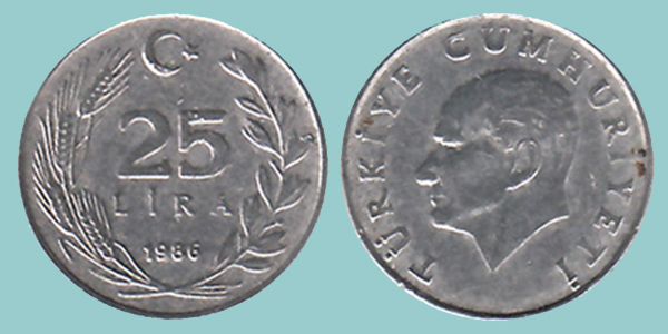 Turchia 25 Lira 1986