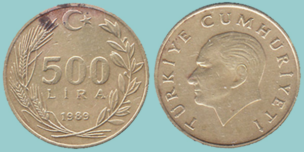 Turchia 500 Lira 1989