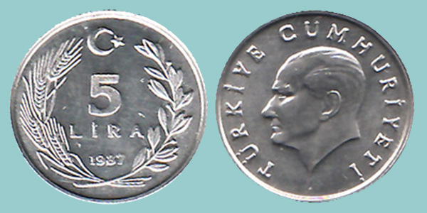 Turchia 5 Lira 1987
