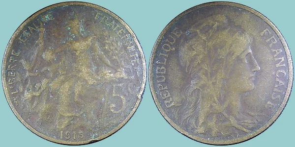Francia 5 Centimes 1915