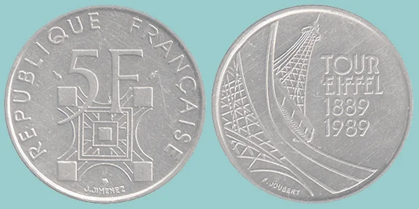 Francia 5 Francs 1989