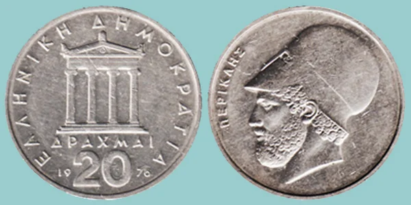 Grecia 20 Drachmai 1976