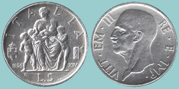 Regno Italia 5 Lire 1936