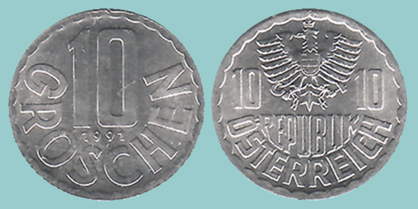 Austria 10 Groschen 1991