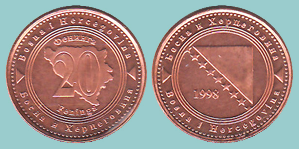 Bosnia Herzegovina 20 Feninga 1998