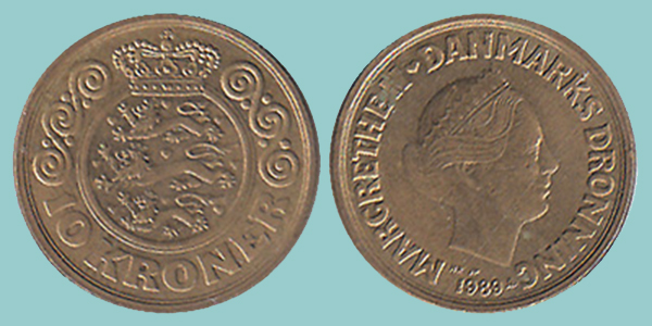 Danimarca 10 Kroner 1989