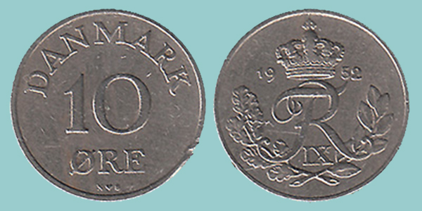 Danimarca 10 Øre 1952