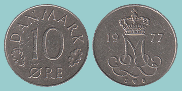 Danimarca 10 Øre 1977