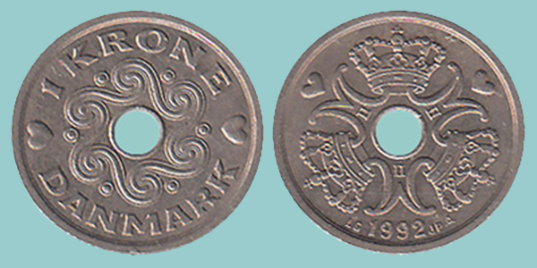Danimarca 1 Krone 1992