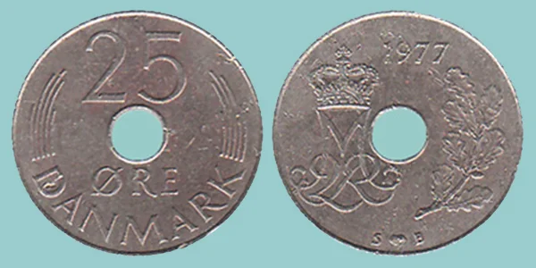 Danimarca 25 Øre 1977