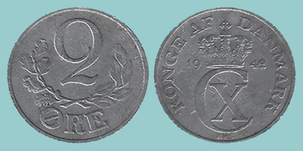 Danimarca 2 Øre 1942