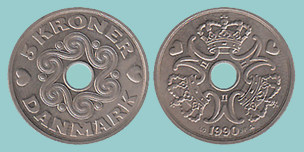 Danimarca 5 Kroner 1990