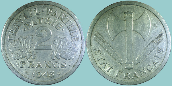 Francia 2 Francs 1943