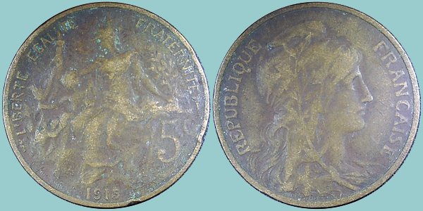 Francia 5 Centimes 1915