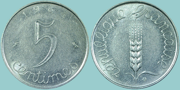 Francia 5 Centimes 1964