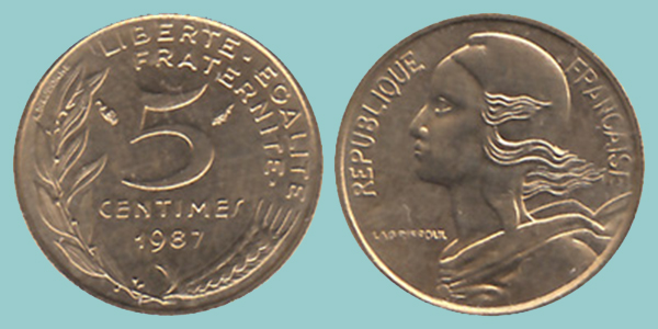 Francia 5 Centimes 1987