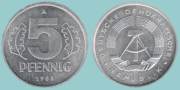 Germania Democratica 5 Pfennig 1988