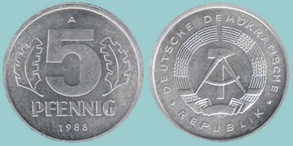 Germania Dem 5 Pfennig 1988