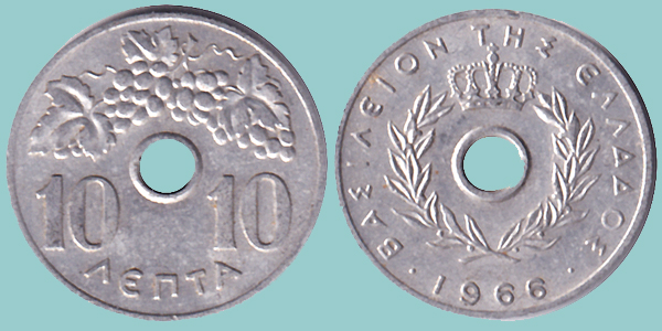 Grecia 10 Lepta 1966