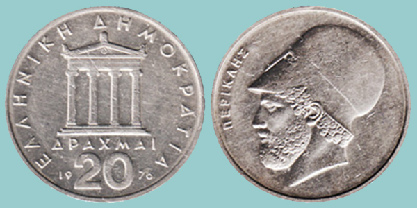 Grecia 20 Drachmai 1976