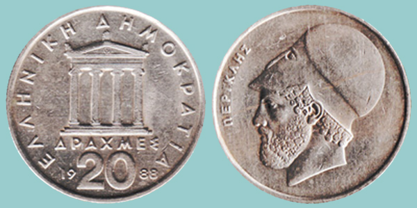 Grecia 20 Drachmes 1988