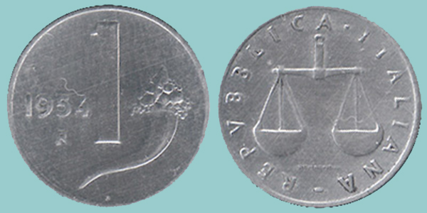 Repubblica Italiana 1 Lira 1954