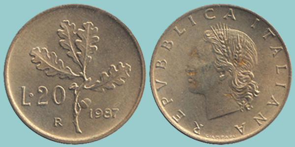 Repubblica Italiana 20 Lire 1987
