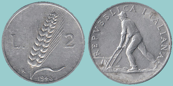 Repubblica Italiana 2 Lire 1948
