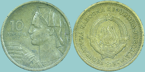Iugoslavia 10 Dinara 1955