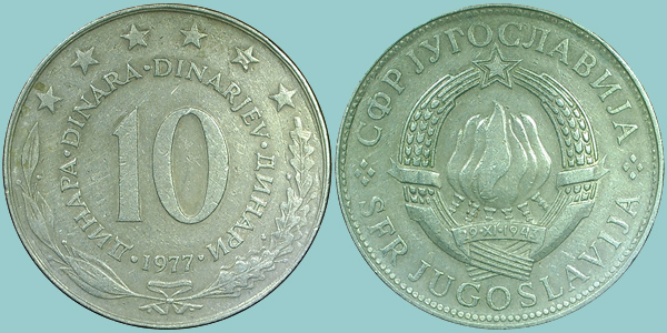 Iugoslavia 10 Dinara 1977