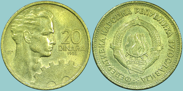Iugoslavia 20 Dinara 1955
