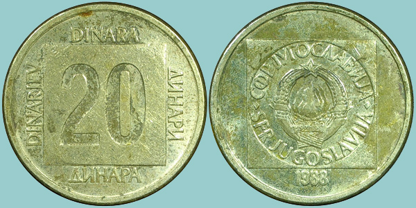 Iugoslavia 20 Dinara 1988