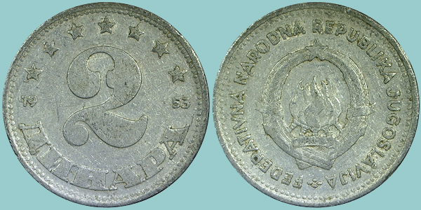 Iugoslavia 2 Dinara 1953