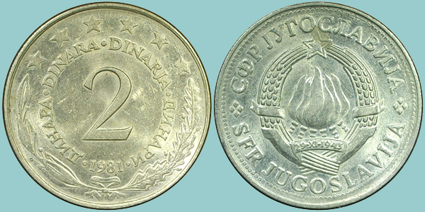 Iugoslavia 2 Dinara 1981