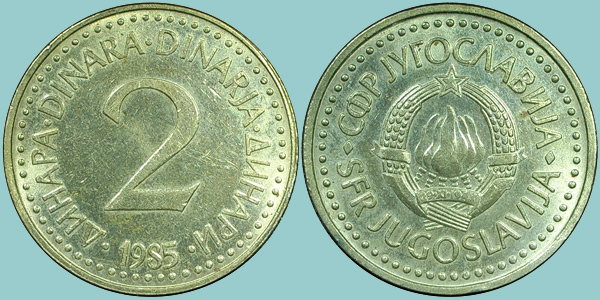 Iugoslavia 2 Dinara 1985