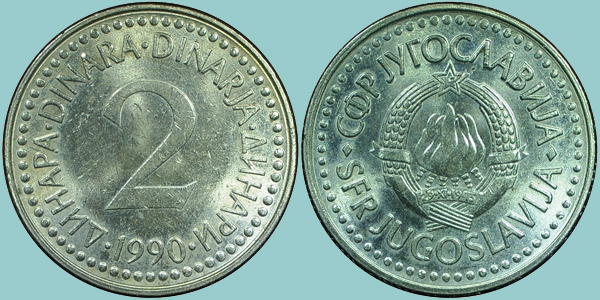 Iugoslavia 2 Dinara 1990