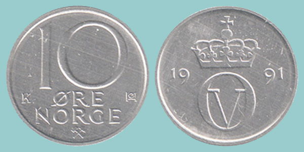Norvegia 10 Øre 1991