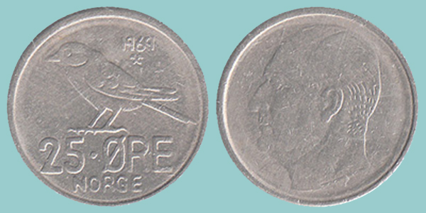 Norvegia 25 Øre 1969
