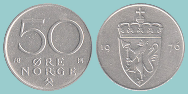 Norvegia 50 Øre 1976