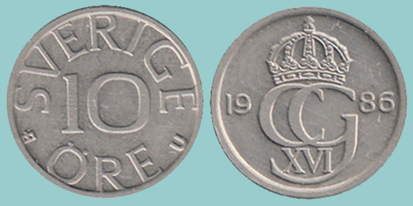 Svezia 10 Øre 1986